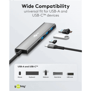 Goobay Slim 4-Port USB Hub, USB-C to USB-C/USB-A, 5 Gbit/s | 76562 - Image 7