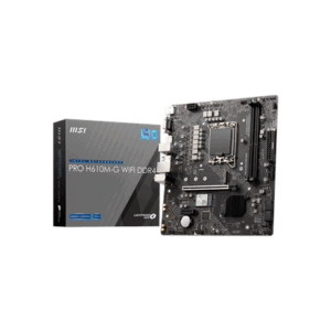 MSI PRO H610M-G WIFI DDR4 | Processor family Intel | Processor socket LGA1700 | DDR4 | Supported hard disk drive interfaces SATA, M.2 | Number of SATA connectors 4