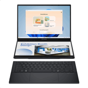 Asus | Zenbook Duo UX8406CA-PZ009W | Basalt Gray | 14 | OLED | Touchscreen | 3K | 2880 x 1800 pixels | Glossy | Intel Core Ultra 9 | 285H | 32 GB | LPDDR5X | Solid-state drive capacity 2000 GB | Intel Graphics | Windows 11 Home | 802.11be | Bluetooth version 5.4 | Keyboard language US international | Keyboard backlit - Image 2