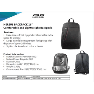 Asus | NEREUS | Fits up to size 16 " | Backpack | Black - Image 3
