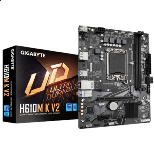 Mainboard|GIGABYTE|Intel H610|LGA1700|Micro-ATX|Memory DDR5|Memory slots 2|1xPCI-Express 3.0 1x|1xPCI-Express 4.0 16x|1xM.2|1xHDMI|1xDisplayPort|4xUSB 2.0|2xUSB 3.2|1xPS/2|1xRJ45|3xAudio port|H610MKV2 - Image 2