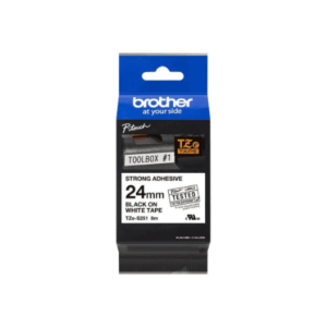 Brother | TZe-S251 Strong Adhesive Laminated Tape | Black on White | TZe | 8 m | 2.4 cm - Image 4