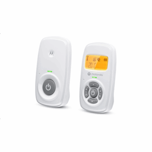 Motorola | Audio Baby Monitor | AM24 | 1.5” LCD black and white display with orange backlight; 1.5” LCD black and white display with orange backlight; Connect one baby unit to two parent units to monitor from different rooms; Rechargeable portable parent unit with 10 hours playtime; Two-way talk with high-sensitivity microphone; Room temperature monitoring | White - Image 3