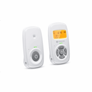 Motorola | Audio Baby Monitor | AM24 | 1.5” LCD black and white display with orange backlight; 1.5” LCD black and white display with orange backlight; Connect one baby unit to two parent units to monitor from different rooms; Rechargeable portable parent unit with 10 hours playtime; Two-way talk with high-sensitivity microphone; Room temperature monitoring | White - Image 4