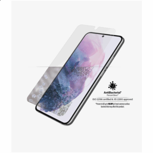 PanzerGlass | Samsung | Galaxy S22 | Tempered glass | Transparent | Case friendly. Compatible with ultrasonic fingerprint sensor. 100 % touch sensitivity. Antibacterial (ISO 22196 certified & JIS 22810 approved) | Screen Protector - Image 2
