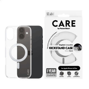 CARE by PanzerGlass Case Feature | Back protection | Apple | iPhone 16 Plus | Recycled plastic | Silver | Kickstand & MagSafe - Image 4