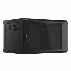 Lanberg | Rack cabinet 19" wall-mount 6U/600x450 (flat pack) with glass door V2 | WF01-6406-10B | Black - Image 2