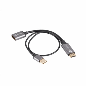 Lanberg HDMI (M) to Displayport (F) Adapter 4K on cable 20cm, Silver | AD-HD-DP-02 - Image 2