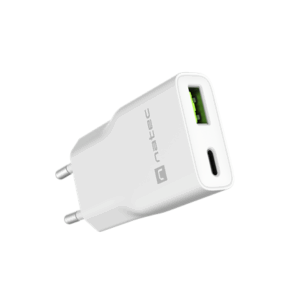 Natec Ribera USB Charger Gan Slim USB 1X USB-A + 1X USB-C 20W | NUC-2376