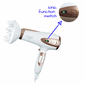 Adler | Plaukų džiovintuvas | AD 2248 | 2400 W | Number of temperature settings 3 | Ionic function | Diffuser nozzle | White - Image 4