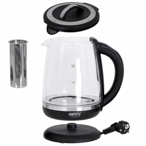Camry | Kettle | CR 1290 | Standard | 2200 W | 2 L | Plastic/glass | 360° rotational base | Black/Transparent - Image 7