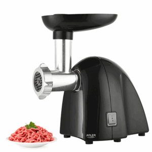 Adler | Meat mincer | AD 4811 | Black | 600 W | Number of speeds 1 | Throughput (kg/min) 1.8 | 3 replaceable sieves: 3mm for grinding poppies and preparing meat and vegetable stuffing; 5mm for meatballs, Roman roast and beef burgers; 7mm for coarsely ground sausages, offal sausages and pates; Charging tray; Pusher - Image 2