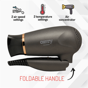 Camry | Plaukų džiovintuvas | CR 2261 | 1400 W | Number of temperature settings 2 | Metallic Grey/Gold - Image 6