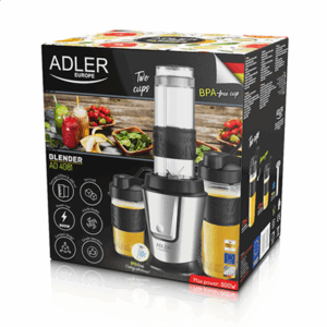Adler | Blender | AD 4081 | Tabletop | 800 W | Jar material BPA Free Plastic | Jar capacity 0.4 + 0.57 L | Ice crushing | Black/Stainless steel - Image 2