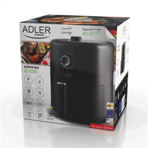 Adler | Airfryer | AD 6310 | Power 2200 W | Capacity 3 L | High-volume hot-air circulation technology | Black - Image 11