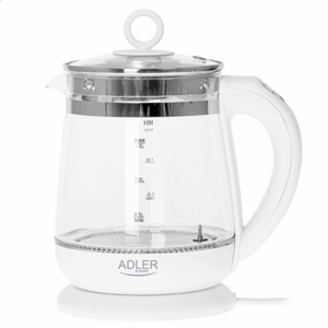 Adler | Virdulys | AD 1299 | Electric | 2200 W | 1.5 L | Glass/Stainless steel | 360° rotational base | White - Image 3