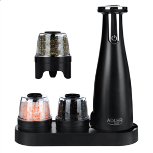 Adler | Electric Salt and pepper grinder | AD 4449b | Housing material ABS plastic | 7 W | Lithium | Matte Black - Image 2