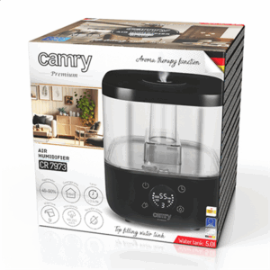 Camry | CR 7973b | Humidifier | 23 W | Water tank capacity 5 L | Suitable for rooms up to 35 m² | Ultrasonic | Humidification capacity 100-260 ml/hr | Black - Image 10