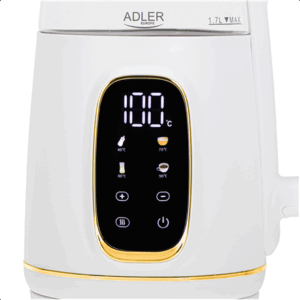 Adler Virdulys with LED Display | AD 1305 | Electric | 2200 W | 1.7 L | Plastic | 360° rotational base | White/Gold - Image 3