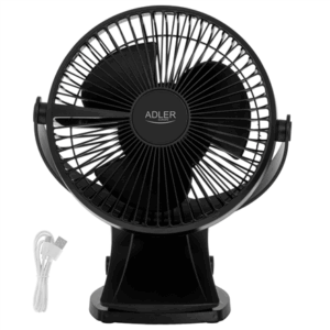 Adler Rechargeable Clip-on Desk Fan | AD 7342 | Table Fan | Black | Diameter 15.5 cm | Number of speeds 3 | Oscillation | 5 W - Image 2