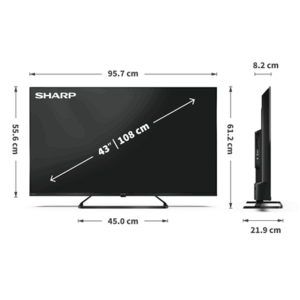 Sharp | 43HP6265E | 43 | Smart TV | Google TV | UHD | Black - Image 9