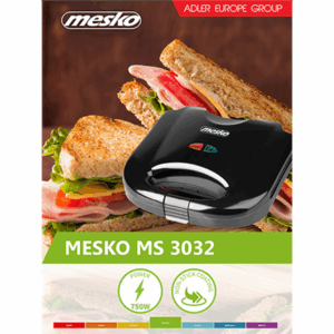 Mesko | Sandwich maker | MS 3032 | 750 W | Number of plates 1 | Number of pastry 2 | Black - Image 4
