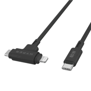 Hyper HyperJuice Silicone USB-C to USB-C and Lightning Hybrid 60W Cable - Image 3