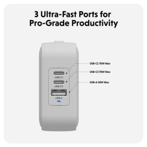 Hyper HyperJuice 70W USB-C GaN Travel Charger, White | HJ1003WHWWGL - Image 3