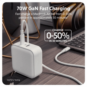 Hyper HyperJuice 70W USB-C GaN Travel Charger, White | HJ1003WHWWGL - Image 4
