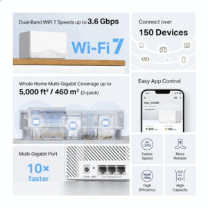 Mercusys BE3600 Whole Home Mesh Wi-Fi 7 System | Halo H25BE (2-pack) | 802.11ax | Ethernet LAN (RJ-45) ports 1 | Mesh Support Yes | MU-MiMO No | No mobile broadband - Image 3