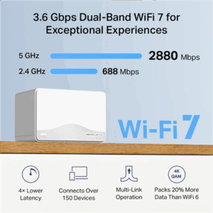 Mercusys BE3600 Whole Home Mesh Wi-Fi 7 System | Halo H25BE (2-pack) | 802.11ax | Ethernet LAN (RJ-45) ports 1 | Mesh Support Yes | MU-MiMO No | No mobile broadband - Image 4