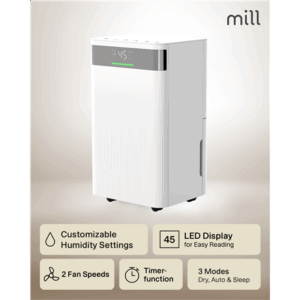 Mill Dehumidifier | MDH12 | Power 200 W | Suitable for rooms up to 8-15 m² | Water tank capacity 2 L | White - Image 10