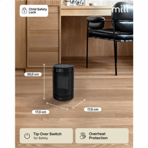 Mill FH1500BLACK | Ceramic fan heater | 1500 W | Suitable for rooms up to 22 m² | Black - Image 5