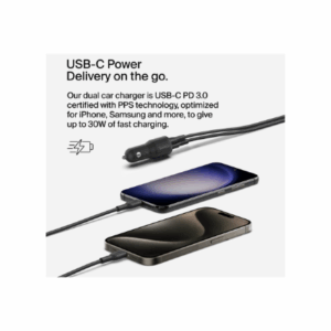 Belkin | BOOST CHARGE 42w-30w USB-C PD PPS + 12w USB-A Car Charger, | CCB005btBK - Image 20