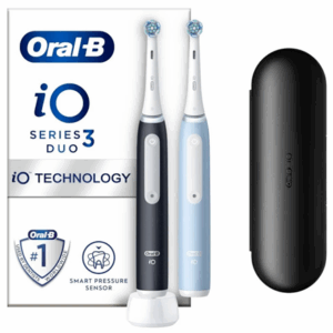 Oral-B | Electric Toothbrush Duo Pack | iO3 Series | Rechargeable | For adults | Number of brush heads included 2 | Number of teeth brushing modes 3 | Matt Black/Ice Blue - Image 2
