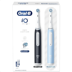 Oral-B | Electric Toothbrush Duo Pack | iO3 Series | Rechargeable | For adults | Number of brush heads included 2 | Number of teeth brushing modes 3 | Matt Black/Ice Blue - Image 3