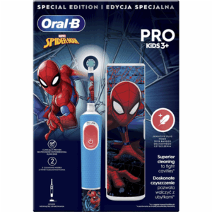 Oral-B | Electric Toothbrush with Travel Case | Vitality PRO Kids Spiderman | Rechargeable | For children | Number of brush heads included 1 | Number of teeth brushing modes 2 | Blue - Image 4