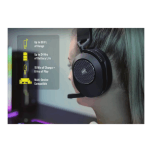 Corsair | Gaming Headset | HS65 | Wireless | Over-Ear | Microphone | Wireless | Carbon - Image 10