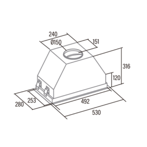 CATA | Hood | GCX 53 SD | Canopy | Energy efficiency class A | Width 53 cm | 750 m³/h | Touch Control | LED | Stainless steel/Gray glass - Image 3
