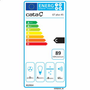 CATA | Hood | GT-PLUS 45 X/M | Canopy | Energy efficiency class C | Width 60 cm | 645 m³/h | Mechanical control | LED | Stainless Steel - Image 2