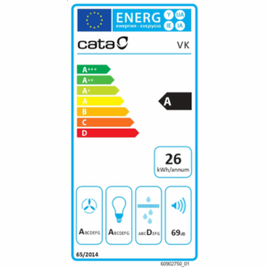 CATA Hood | VK 6000 WH | Wall mounted | Energy efficiency class A | Width 60 cm | 398 m³/h | Push buttons | CSLED | White - Image 2