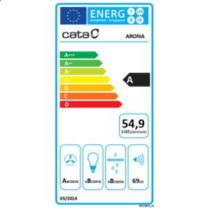 CATA Hood | ARONA 60 BK | Canopy | Energy efficiency class A | Width 59.5 cm | 766 m³/h | Electronic control | LED | Black - Image 2