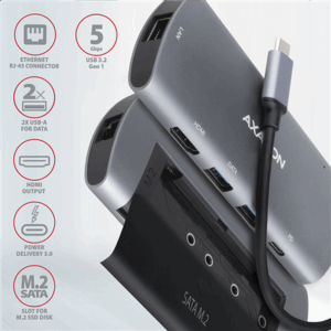 I/O HUB USB-C 6IN1 SATA M.2/0.18M HMC-6M2 AXAGON - Image 3