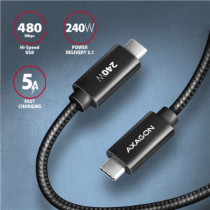 CABLE USB-C TO USB-C 3M 240W/BRAID BLK BUCM2-CM30AB AXAGON - Image 3