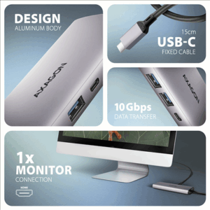 I/O HUB USB-C 6IN1 10GBPS/0.15M HMC-6G2L AXAGON - Image 4
