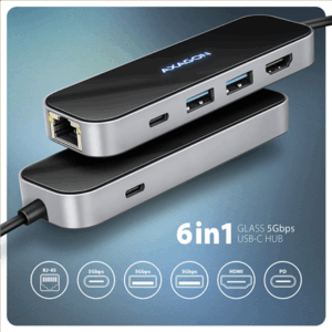 I/O HUB USB-C 6IN1/GLASS 0.2M HMC-6GLN AXAGON - Image 3
