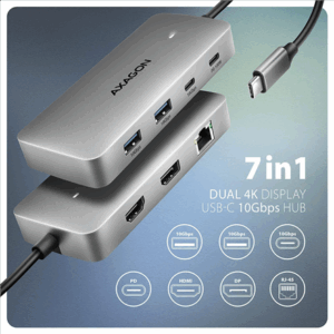 I/O HUB USB-C 3P HDMI DP/0.15M HMC-CUB83X2 AXAGON - Image 3