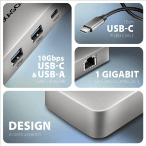I/O HUB USB-C 3P HDMI DP/0.15M HMC-CUB83X2 AXAGON - Image 4