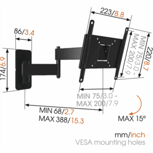Vogels | Wall mount | MA2040-A1 | Full motion | 19-40 " | Maximum weight (capacity) 15 kg | Black - Image 5