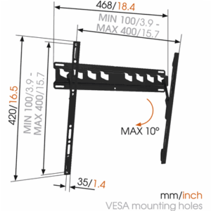 Vogels | Wall mount | MA3010-A1 | Tilt | 32-55 " | Maximum weight (capacity) 40 kg | Black - Image 5